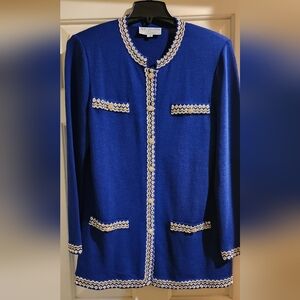 St. John Evening By Marie Gray Royal Blue Blazer With Matching Tank Top, Size 14